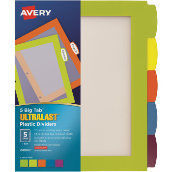 Avery Big Tab Ultralast Plastic Dividers - 5 / Set (AVE24900)