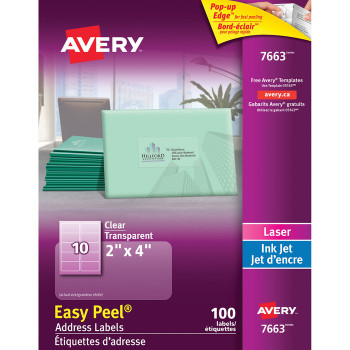 Avery Easy Peel Address Labels - 100 / Pack (AVE7663)