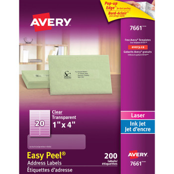Avery 1"x4" Easy Peel Address Labels - 200 / Pack (AVE7661)