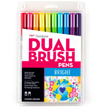 Tombow Dual Brush Art Pen 10-piece Set - Bright Colors - 10 / Set (TOM56185)