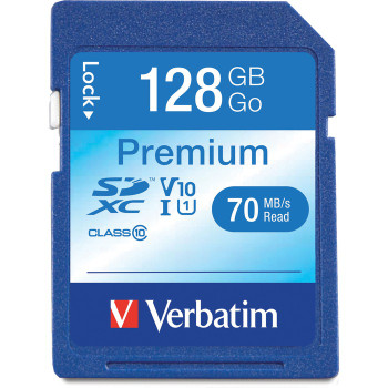 Verbatim 128GB Premium SDXC Memory Card, UHS-I V10 U1 Class 10 - 1 (VER44025)