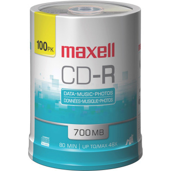 Maxell CD Recordable Media - CD-R - 48x - 700 MB - 100 Pack Spindle - 100 (MAX648200)