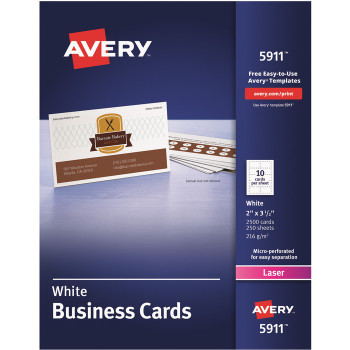 Avery Laser Print Business Card - 2500 / Box (AVE5911)