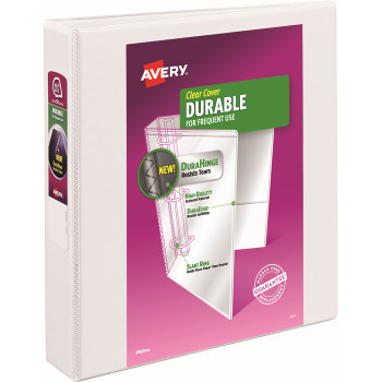 Avery Durable View Binder, 1-1/2" Slant Rings, 375-Sheet Capacity, DuraHinge(R), White (17022) - 1 / Each (AVE17022)