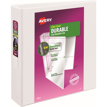 Avery Durable View Binder, 2" Slant Rings, 500-Sheet Capacity, DuraHinge(R), White (17032) - 1 / Each (AVE17032)