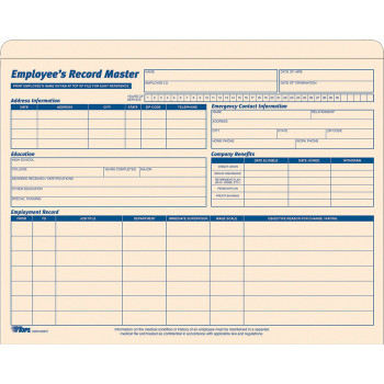 TOPS Employee Record Master File Jackets - 15 / Pack (TOP32801)