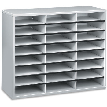 Fellowes Literature Organizer - 24 Compartment Sorter, Dove Gray - 1 Each (FEL25041)