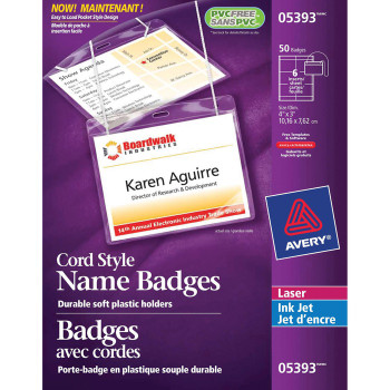Avery 5393 Laser/Inkjet Badge Insert - 50 / Box (AVE05393)