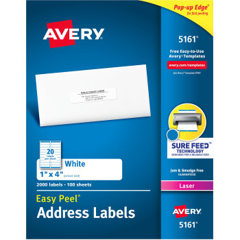 Avery Mailing Label - 2000 / Box (AVE05161)