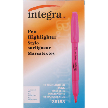 Integra Pen Style Fluorescent Highlighters - 12 / Dozen (ITA36183)