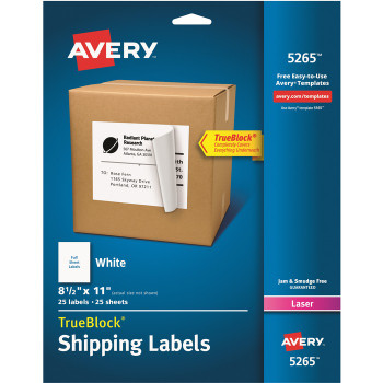 Avery Address Label With Smooth Feed Sheets - 25 / Pack (AVE05265)