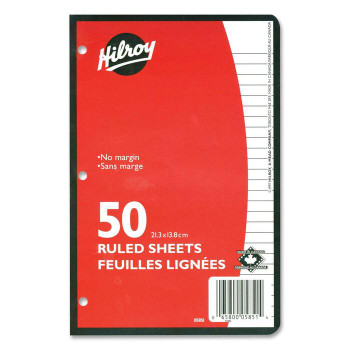 Hilroy 7 mm 3-Hole Punched Ruled Filler Paper - 50 / Pack (HLR05851)