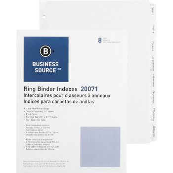Business Source 3-Ring Plain Tab Indexes - 100 / Box (BSN20071)