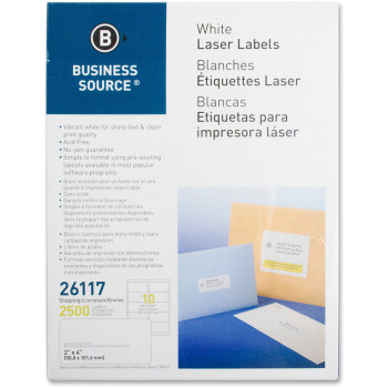 Business Source Bright White Premium-quality Shipping Labels - 2500 / Pack (BSN26117)