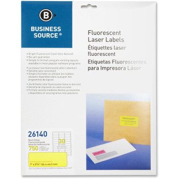 Business Source 1" Fluorescent Laser Labels - 750 / Pack (BSN26140)