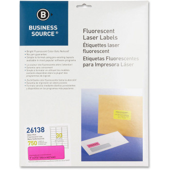 Business Source 1" Fluorescent Laser Labels - 750 / Pack (BSN26138)