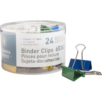 Business Source Colored Fold-back Binder Clips - 24 / Pack (BSN65362)
