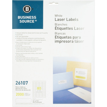 Business Source Address Laser Labels - 2000 / Pack (BSN26107)