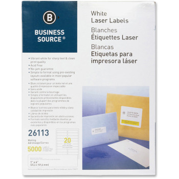 Business Source Bright White Premium-quality Address Labels - 5000 / Pack (BSN26113)