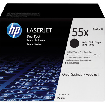 HP 55X (CE255XD) Original Toner Cartridge - Dual Pack (HEWCE255XD)