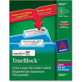Avery Extra Large Filing Label - 360 / Pack (AVE35027)