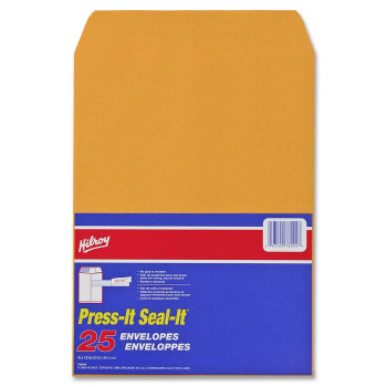 Hilroy Press-It Seal-It Kraft Adhesive Envelope - 25 (HLR76044)