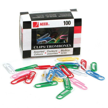 Acco Vinyl Coated Colour Paper Clip - #4, Jumbo - 100 / Box (ACC72523)