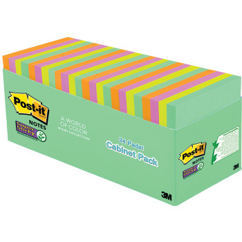 Post-it Miami Super Sticky Notes Cabinet Pack - 24 / Pack (MMM65424SSMIA)