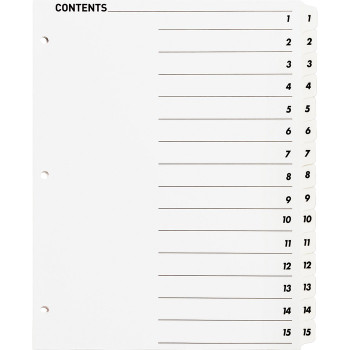 Business Source Table of Content Quick Index Dividers - 15 / Set (BSN05857)