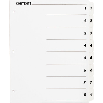 Business Source Table of Content Quick Index Dividers - 8 / Set (BSN05853)