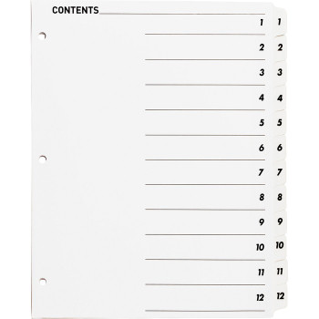 Business Source Table of Content Quick Index Dividers - 12 / Set (BSN05855)