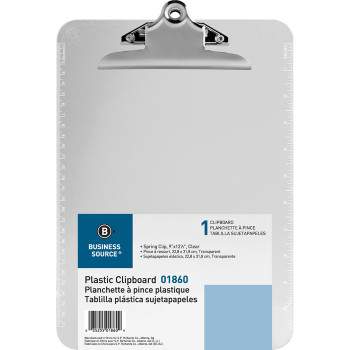 Business Source Spring Clip Plastic Clipboard - 1 Each (BSN01860)