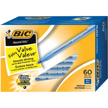 BIC Round Stic Ballpoint Pen - 60 / Box (BICGSM609BL)