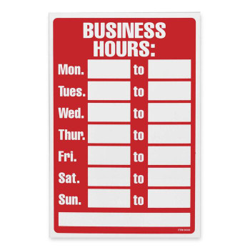 U.S. Stamp & Sign Business Hours Sign - 1 Each (USS9309)