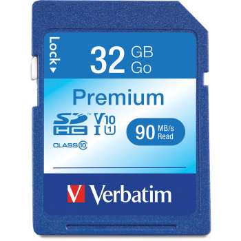 Verbatim 32GB Premium SDHC Memory Card, UHS-I V10 U1 Class 10 - 1 (VER96871)