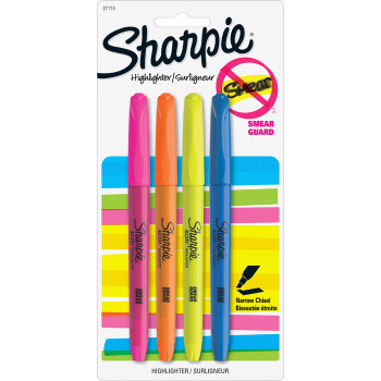 Sharpie Accent Highlighters with Smear Guard - 4 / Pack (SAN27174PP)