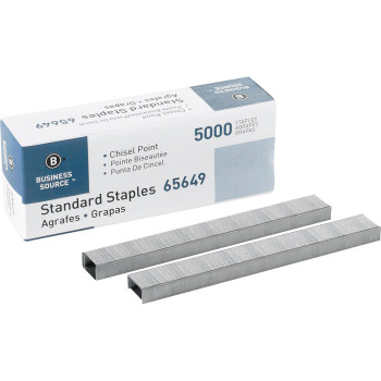 Business Source Chisel Point Standard Staples - 5000 / Box (BSN65649)