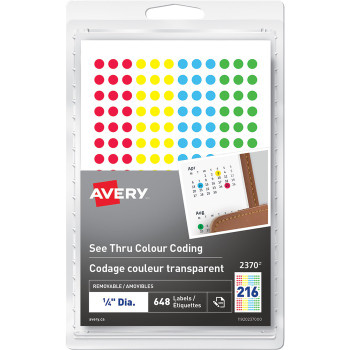 Avery See Thru Removable Colour Coding Labels - 648 / Pack (AVE2370)