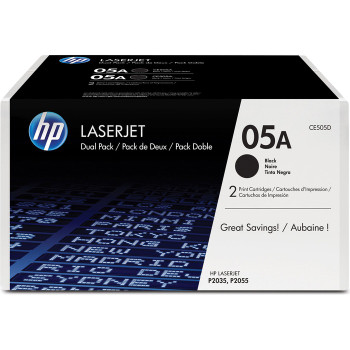 HP 05A (CE505D) Original Toner Cartridge - Dual Pack (HEWCE505D)