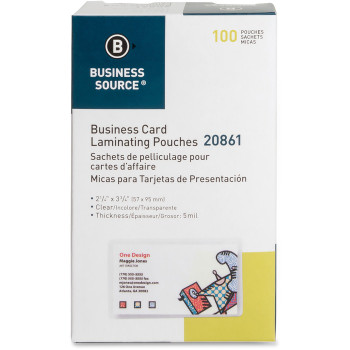 Business Source 5 mil Business Card Laminating Pouches - 100 / Box (BSN20861)