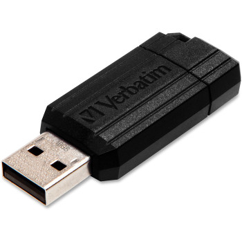 Verbatim 16GB Pinstripe USB Flash Drive - Black - 1 Each (VER49063)