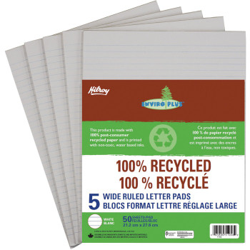 Hilroy 100% Recycled Wide Ruled Letter Pad - 5 / Pack (HLR51056)
