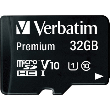 Verbatim 32GB Premium microSDHC Memory Card with Adapter, UHS-I V10 U1 Class 10 - 1 (VER44083)