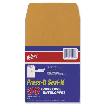 Hilroy Press-It Seal-It Kraft Adhesive Envelopes - 30 / Pack (HLR76042)