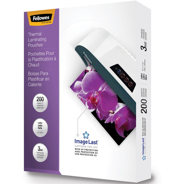 Fellowes Thermal Laminating Pouches - ImageLast™, Jam Free, Letter, 3mil, 200 pack - 200 / Pack (FEL5244101)