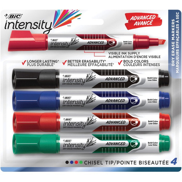 BIC Chisel Tip Dry Erase Magic Markers - 4 / Pack (BICGELITP41AS)