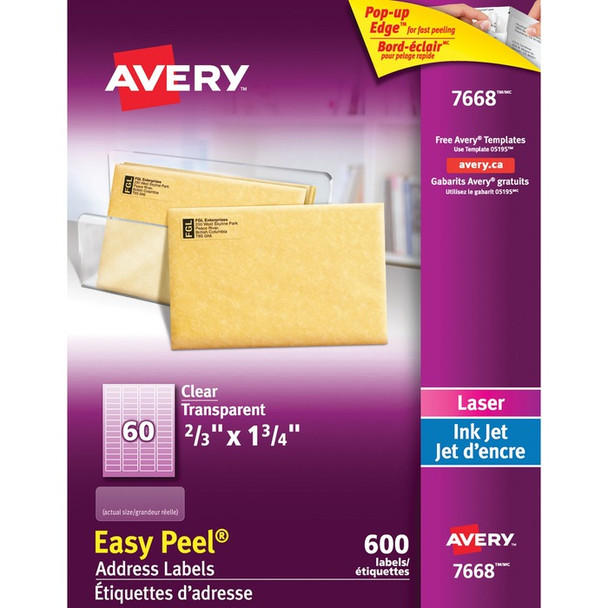 Avery Easy Peel Address Labels - 600 / Pack (AVE7668)