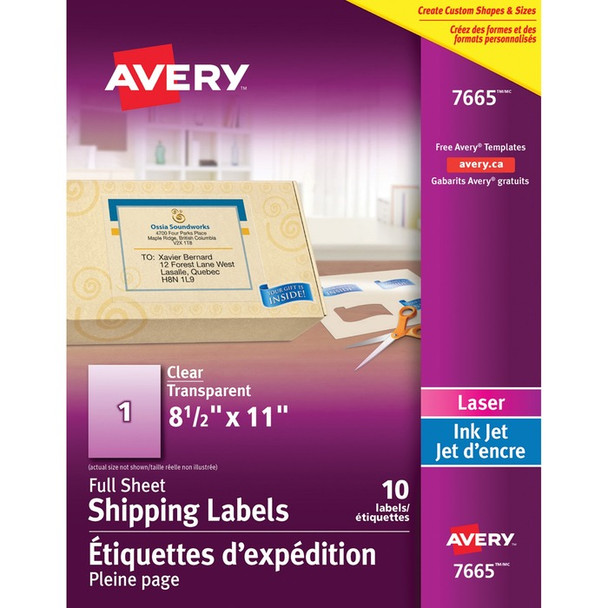 Avery Full Sheet Shipping Labels - 10 / Pack (AVE7665)