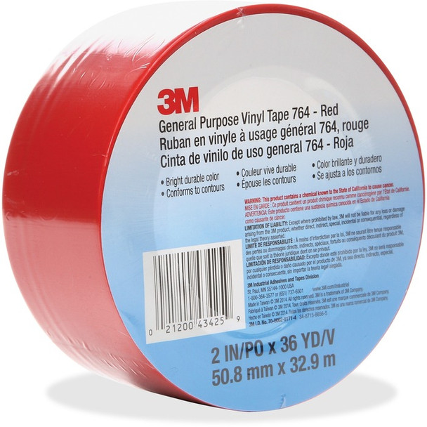 3M General Purpose 764 Vinyl Tape - 1 Each (MMM7642X36RED)