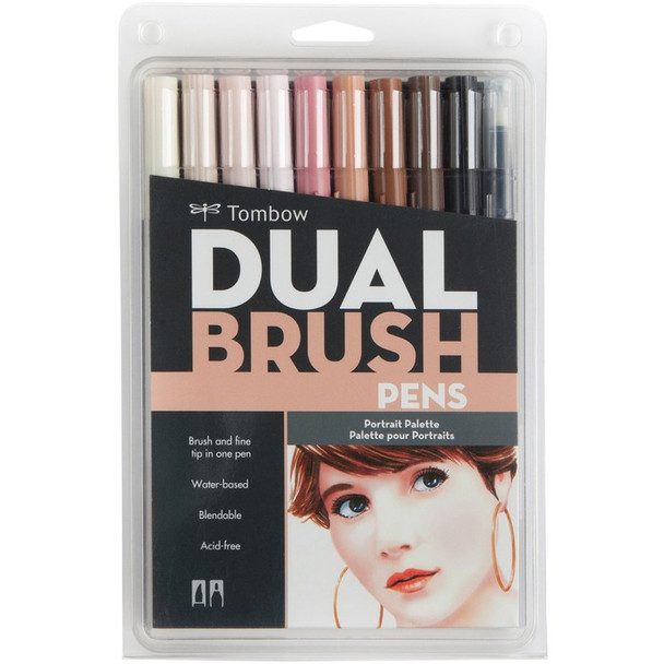 Tombow Dual Brush Art Pen 10-piece Set - Portrait Colours - 10 / Set (TOM56170)